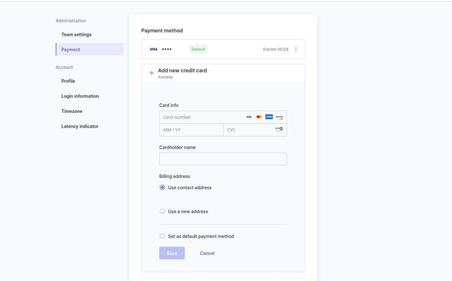 Update credit card