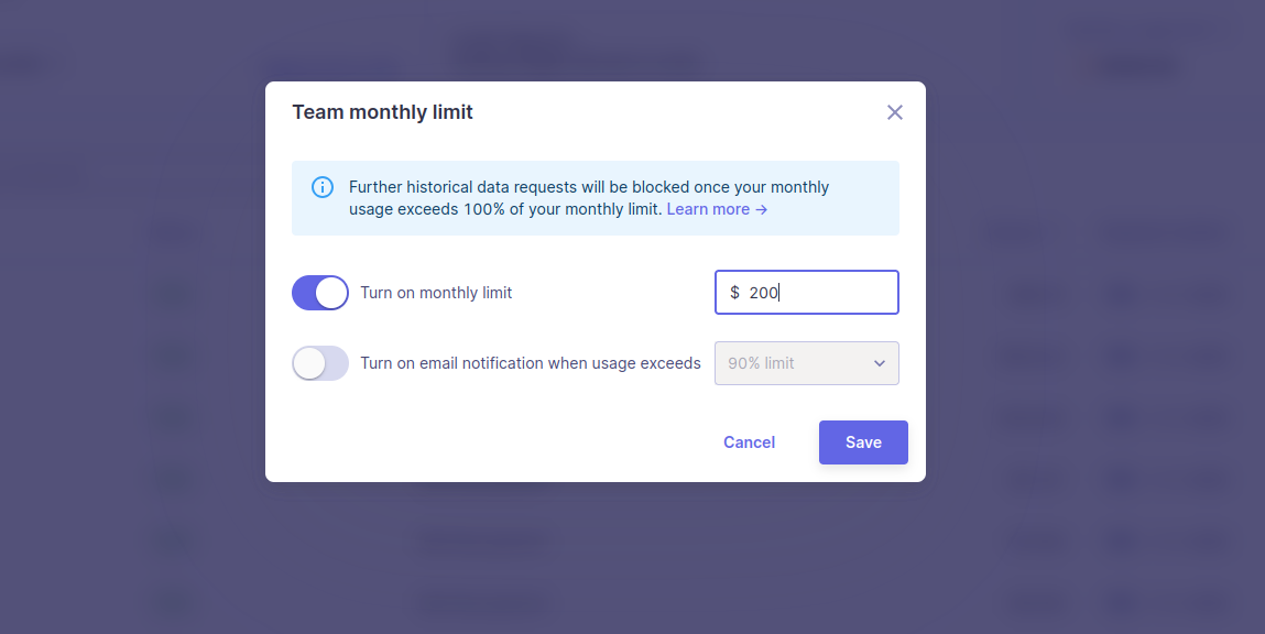 Monthly limit