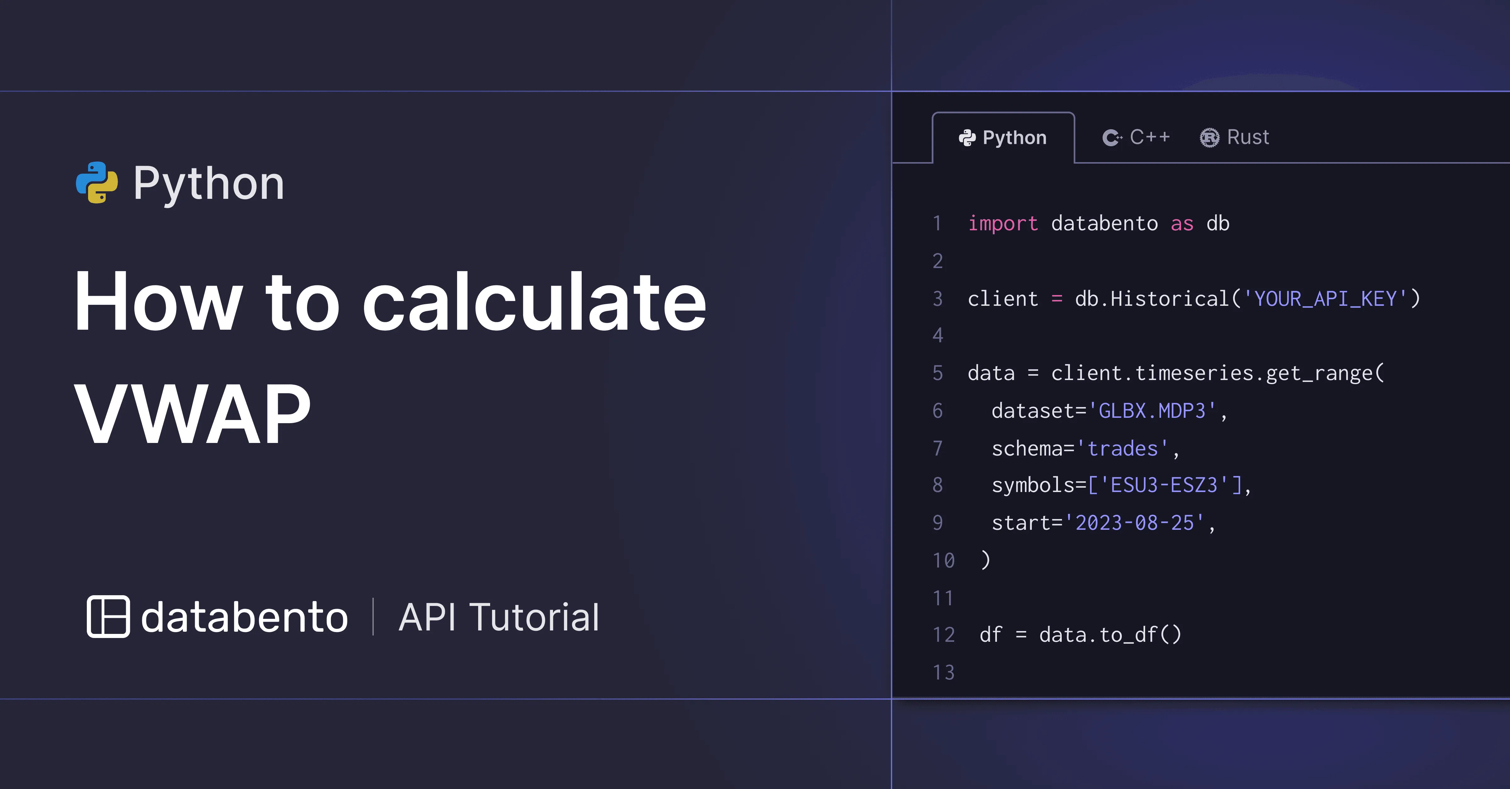 Title picture for How to calculate VWAP in Python with Databento and pandas