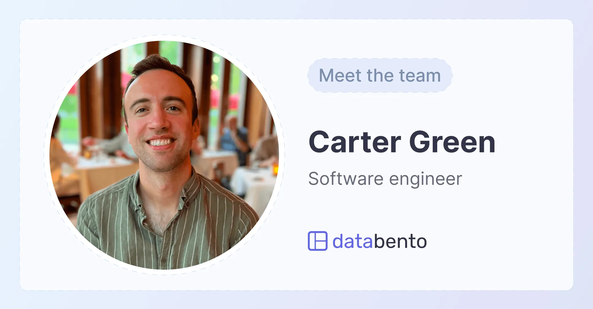 Title picture for Meet the team: Carter Green, software engineer