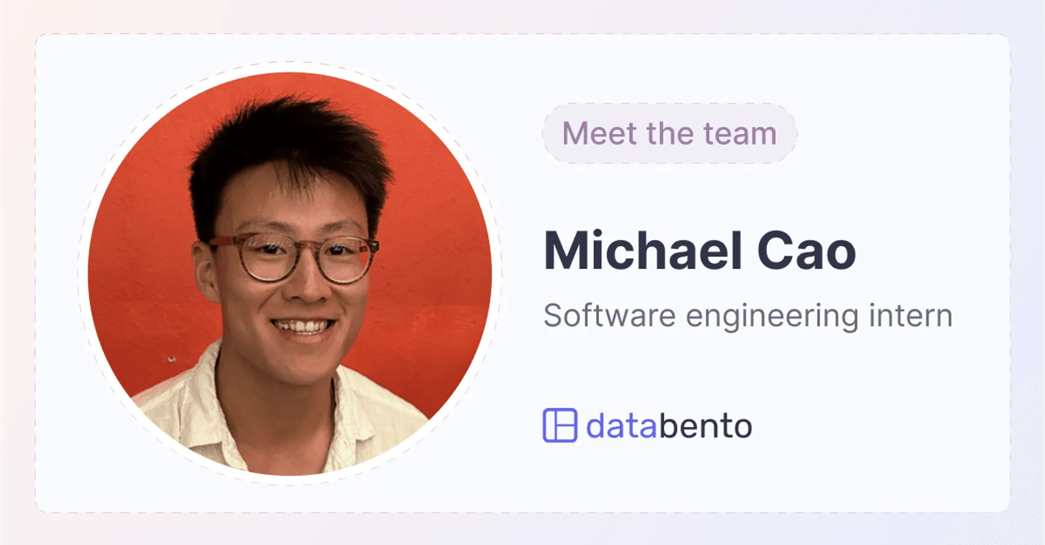 Title picture for Meet the team: Michael Cao, software engineering intern
